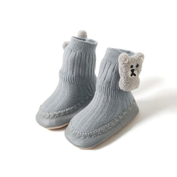 Anti-slip grip bottom pre-walker socks with bears